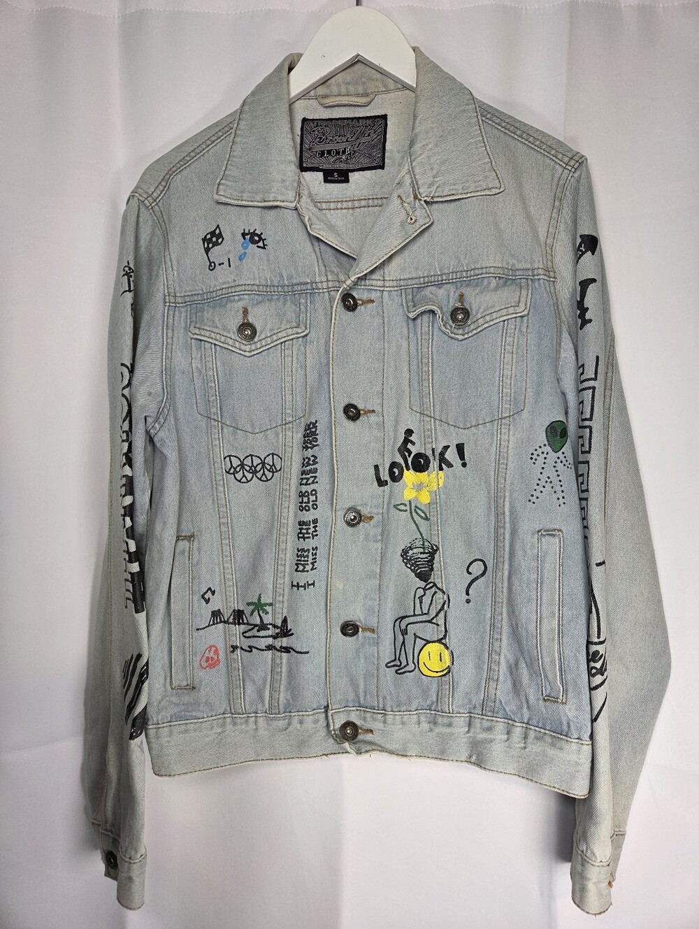 Brooklyn Cloth MFG Co. NYC Graffiti Denim Blue Jean Jacket Men's S